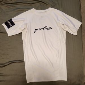 Gold BJJ White Rashguard Men's Large